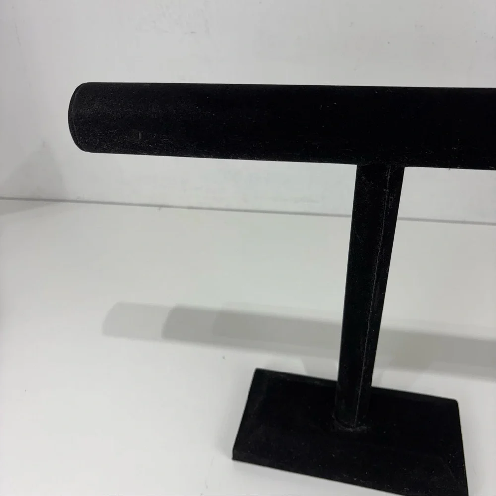 2 Long black velvet T-Bar necklace and Bracelet Display